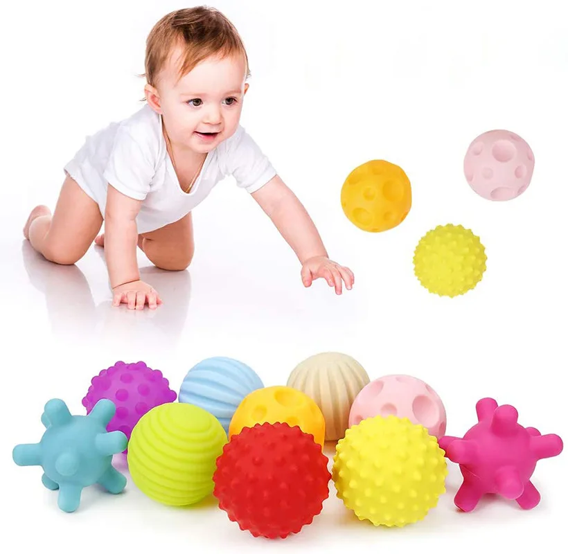 Sensory Balls Set 6PCS Baby Bath Toy Textured Hand Touch Grasp Massage Ball Infant Tactile Senses Development Toys for Babies