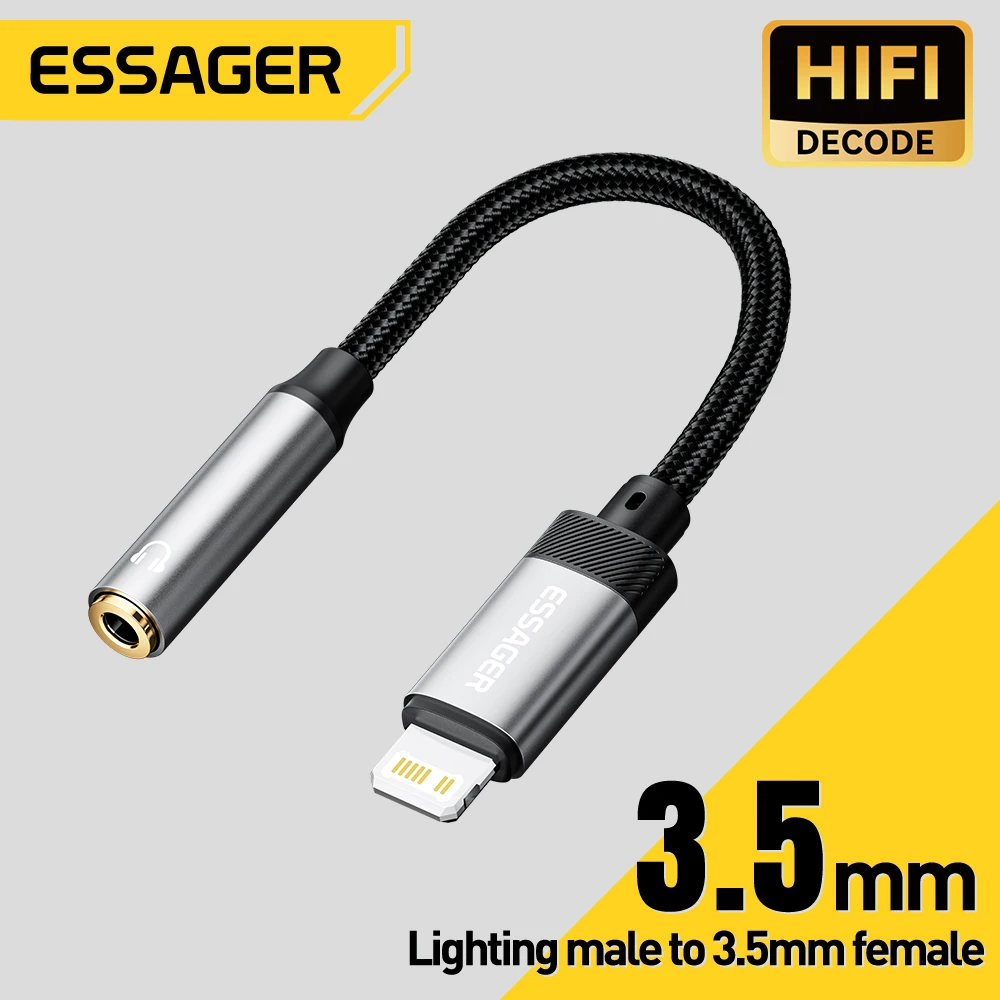 Essager Lightning do gniazda 3,5 mm Adapter audio Słuchawki Aux Kabel USB typu C do 3,5 Adapter OTG typu C Do iphone Xiaomi Oneplus