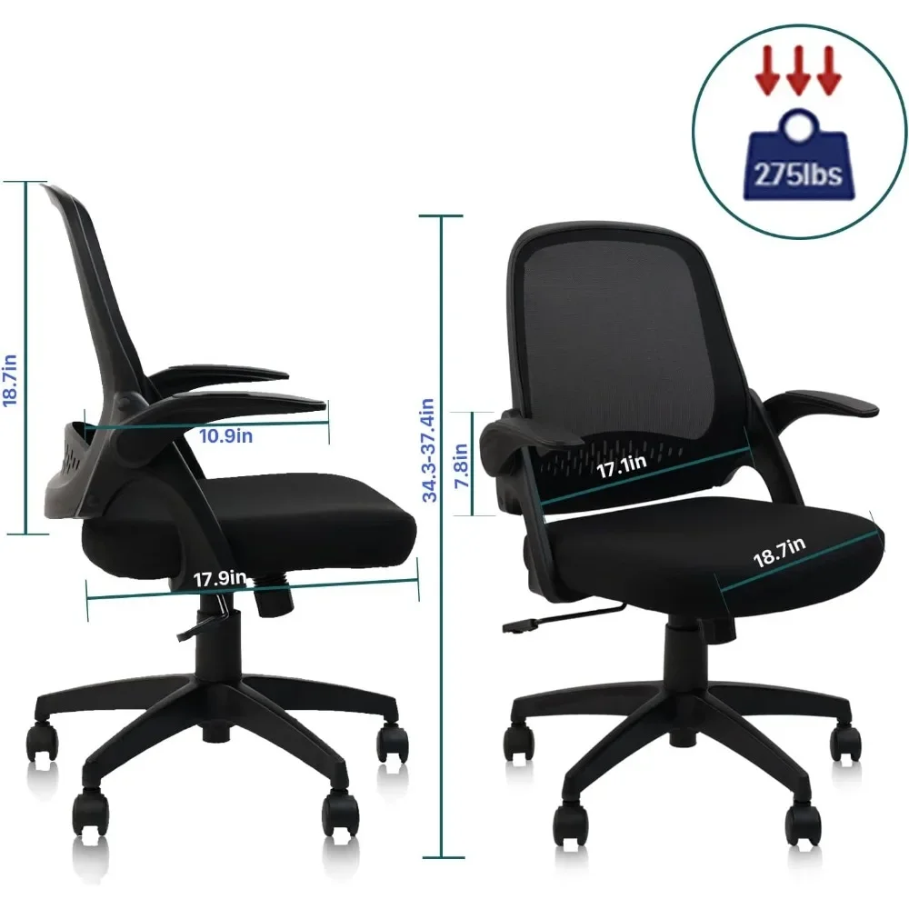 XMSJ-Office Chair Set com Apoio Lombar e Flip Armrestes, Computer Task Chairs, Cadeira Executiva Giratória, Conjunto de 4