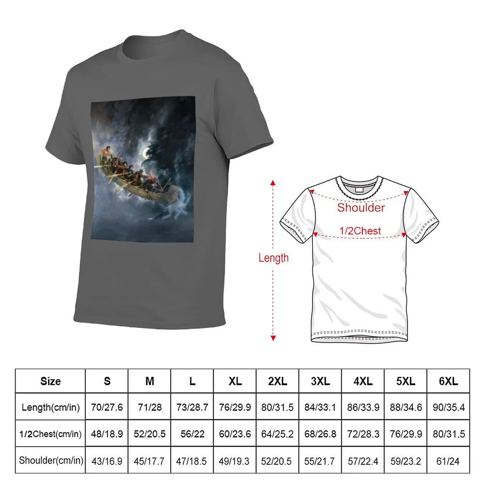 تي شيرت La Chasse-galerie The Bewitched Canoe The Flying Canoe لوحة أسطورة كيبيك الفرنسية الكندية بواسطة Henri Julien HD HIGH QU #5