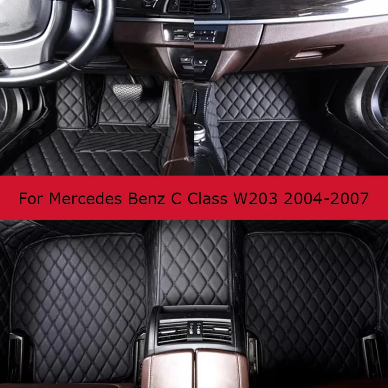 Custom Car Floor Mats For Mercedes Benz C Class W203 2004-2007 W204 W205 W206 2023 Interior Accessories Artificial Leather