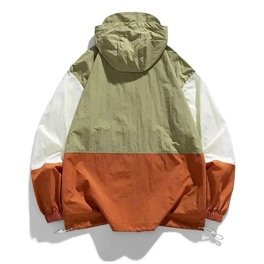 Summer Couple Sunscreen Jacket 2024 New Color Blocking Outdoor Travel UV Resistant Hooded windbreaker Men's Sunscreen Clothing