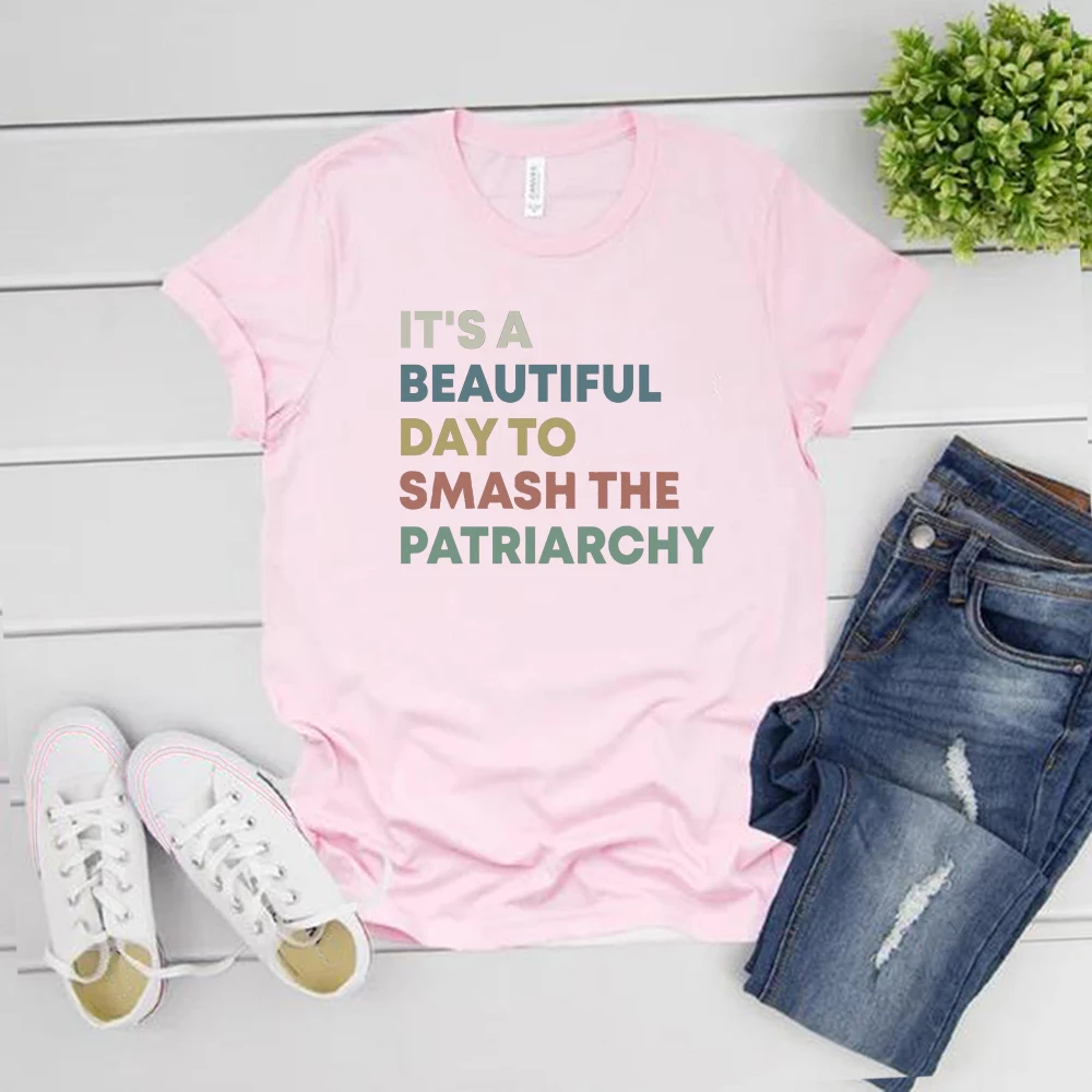 Smash The Patriarchy Shirt Feminist Equal Rights T Shirt Woman Tshirts Girl Power Print T-shirt Casual Short Sleeve Vintage Tees