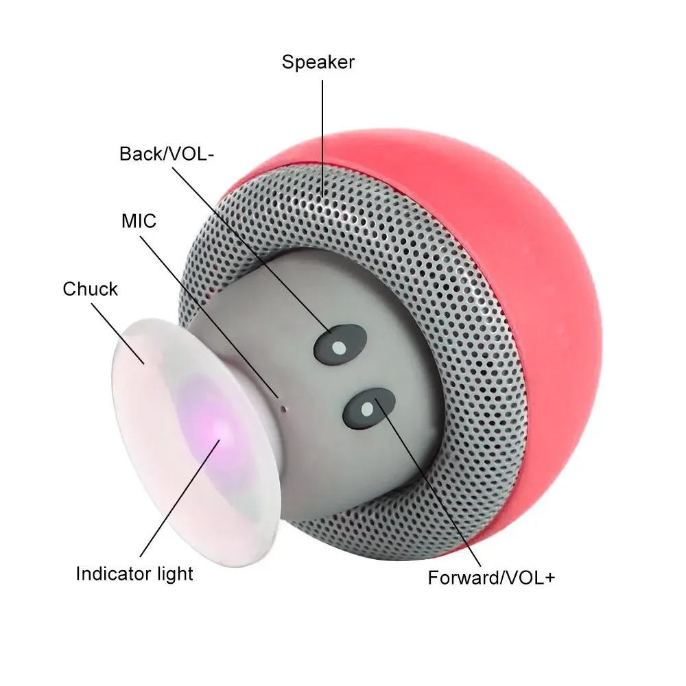 Xiaomi Mini Mushroom Bluetooth Speaker Wireless Suction Cup Portable Smart Speaker Waterproof Bathroom Speaker for Phones