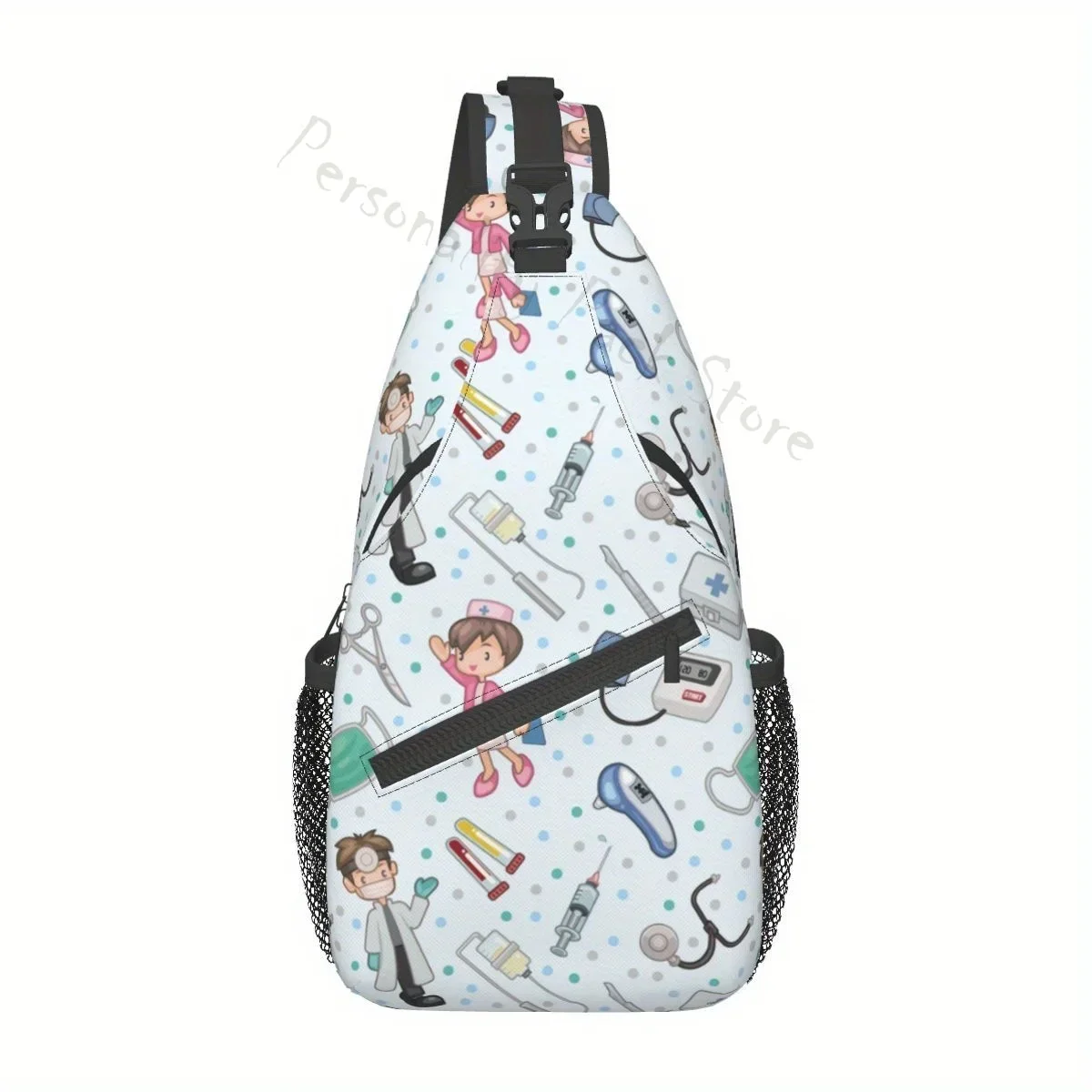 

Cartoon Enfermera En Apuros Sling Bag for Doctor Nurse Crossbody Chest Bags Medical Pattern Theme Shoulder Backpack Daypack