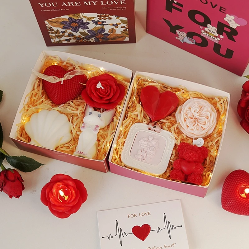 Valentinstagsgeschenk, Duftkerze, Premium-Geschenkbox, handgefertigt, Sojawachs, rauchfrei, kreatives Weihnachtsgeschenk, Souvenir-Duftset