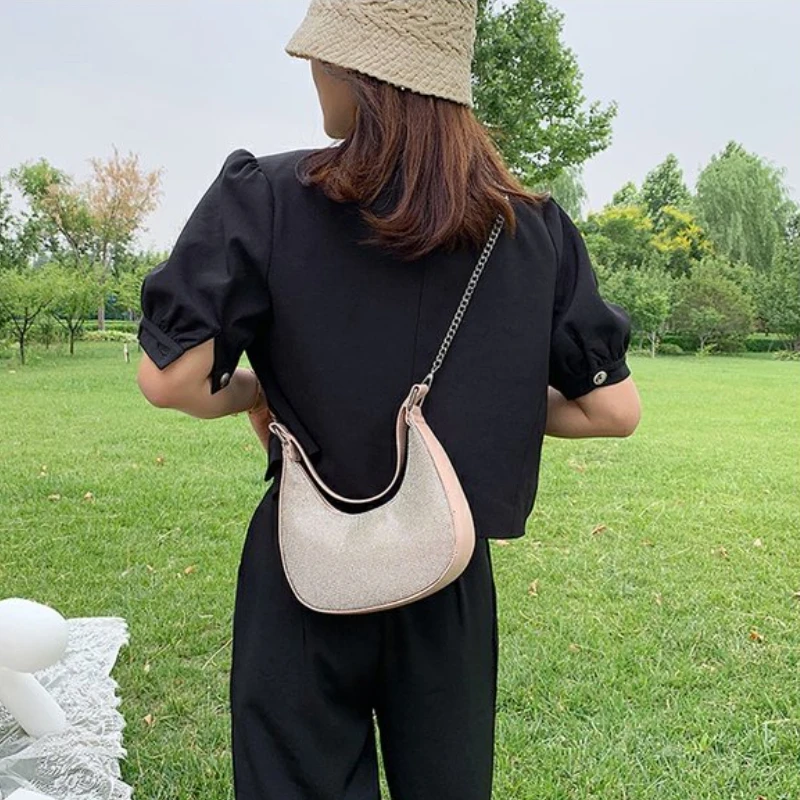 Chain Diamonds PU Leather Crossbody Bags For Women Summer Shoulder Handbags Female Solid Color Cross Body Bag