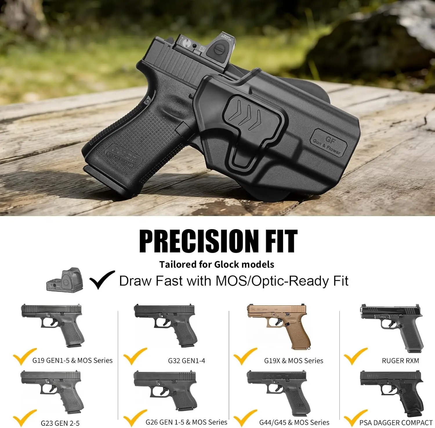 Funda OWB Glock G19 G26 G45 – Retención nivel II mano derecha - imagen 3