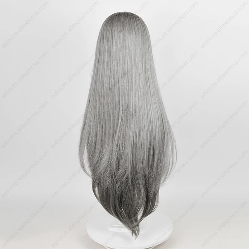 Bkornblume-Peluca de cabello sintético para Cosplay, pelo largo y liso de 85cm, color gris degradado, resistente al calor