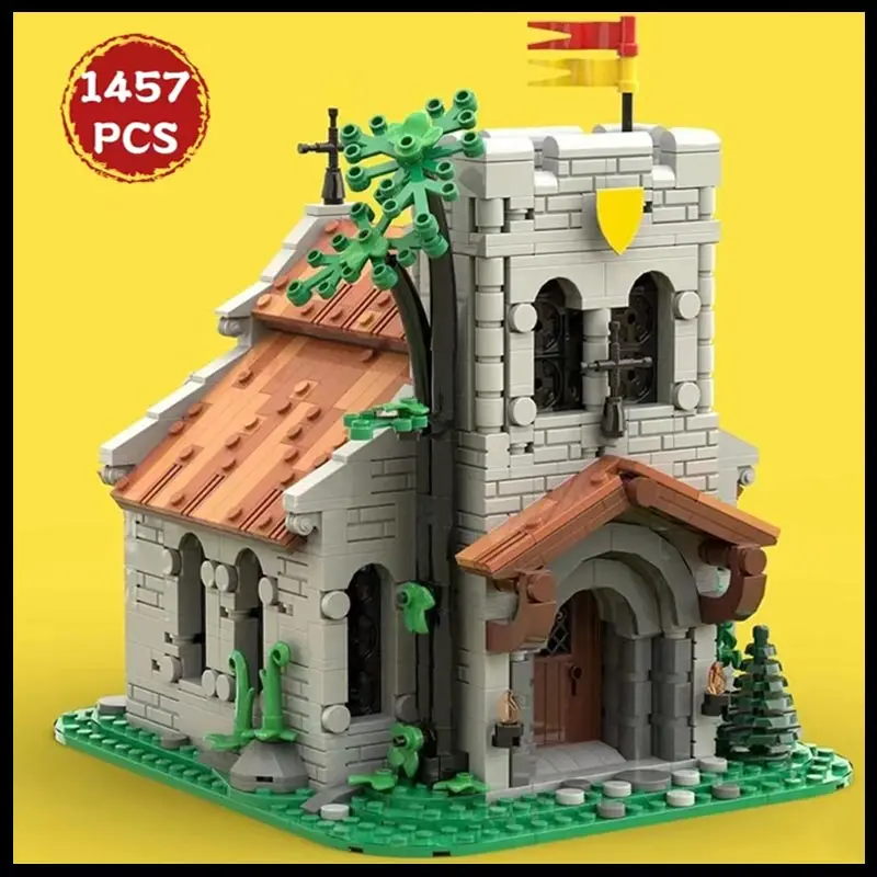 

MOC Retro Medieval Street View Lion Knights' Church Building Block MOC-153931 Castle City Architecture Bricks Toy Holiday Gift