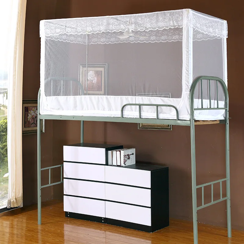 White Pure Mosquito Net for Middle School Dormitory, Simple and Transparent, Upper and Lower Bed Curtain, 0.9m