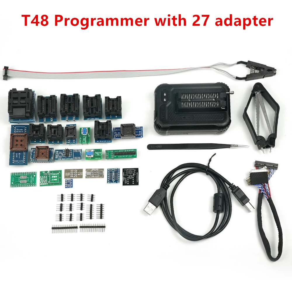 Programador Originla XGECU T48 + 17 itens Minipro TL866 Nand Flash AVR PIC Bios Reader T48 ISP CABO melhor que TL866II PLUS