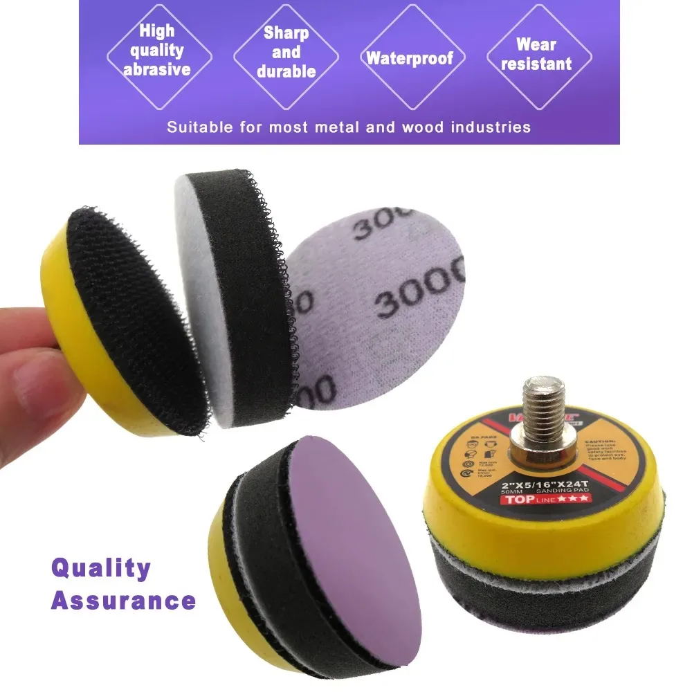 500Pcs 2 Inch Sanding Disc Wet Dry 60-10000 Grit Sandpaper 50mm Hook Loop Aluminum Oxide Sandpaper for Drill Grinder Rotary Tool
