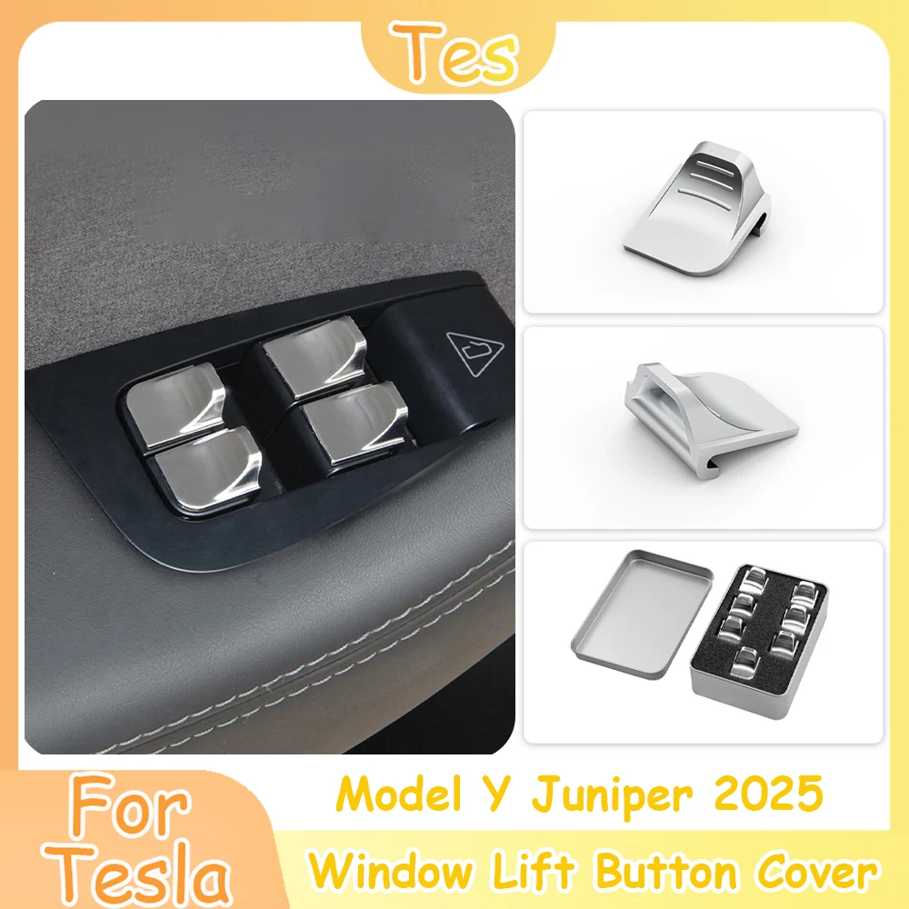 

For Tesla Model Y Juniper 2025 Car Window Lift Button Cover Sticker 7pcs Window Switch Trim Cover Auto Interior Accessories New
