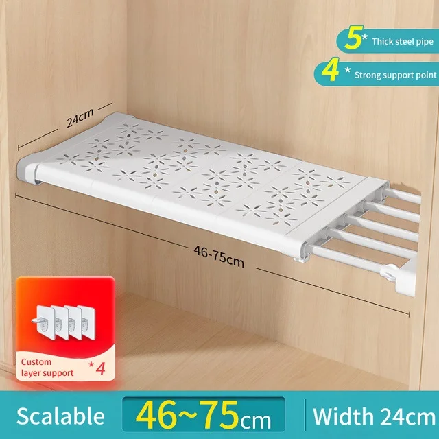 NEW Adjustable Closet Organizer Kitchen Storage Shelves Space Saving Wardrobe Wall Mounted Rack Home Appliance Cabinet Holder1pc image 3