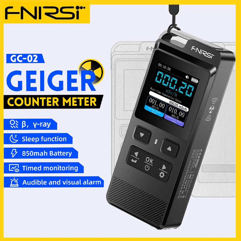 Fnirsi Gc02 Detector de Radiação Nuclear Contador Geiger Raio x Beta Gama Detector Dosímetro Y-ray ß-ray Testador Radioativo Ferramenta