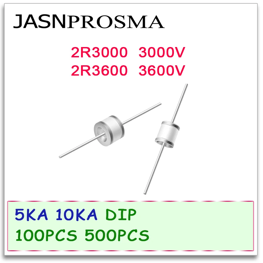 JASNPROSMA Ceramic gas discharge tube detonator DIP 5KA 10KA 2R3000 2R3600 3000V 3600V 100PCS 500PCS 5.5*6 8*6 High quality New