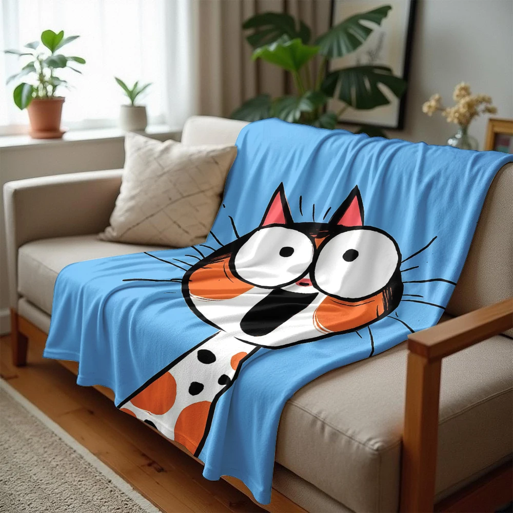 Cartoon Cat Lightweight Microfiber Soft Christmas Fleece Blanket Warm Cozy Throw for Bed Sofa Office Travel All Season