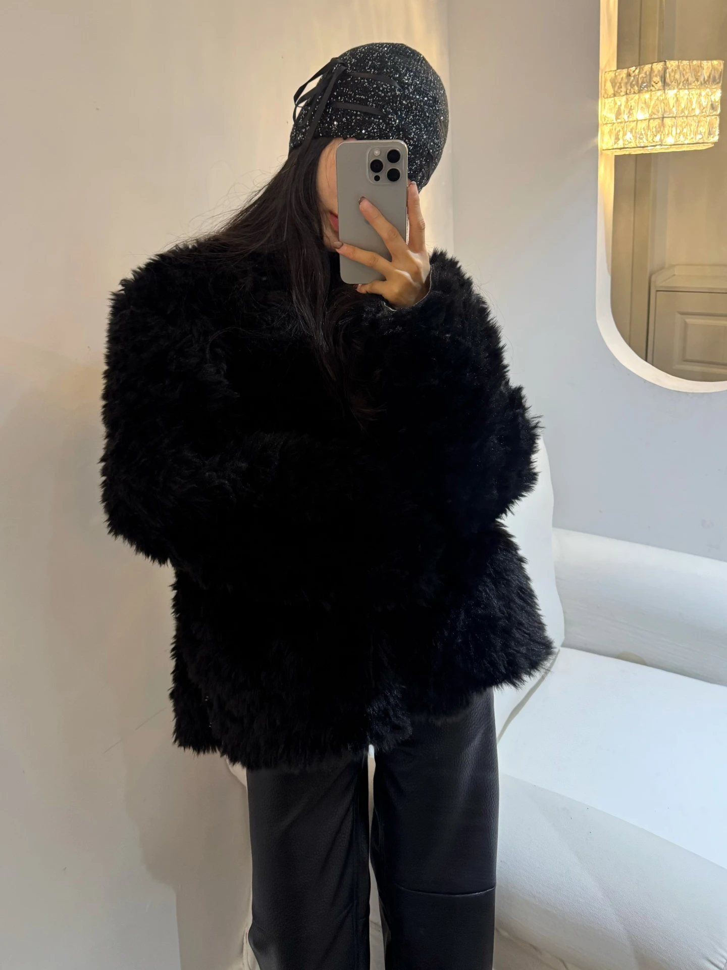 

Женская теплая куртка East Gate Bla с воротником-стойкой, из искусственного меха, свободного кроя, с кожаными элементами, повседневная, укороченная