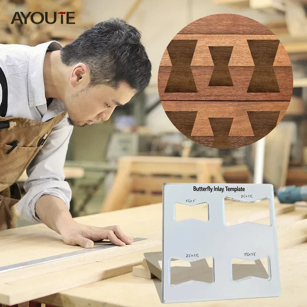 Imagem -02 - Router Slotting Ferramenta Auxiliar Slot Cutting Wood Bow Tie Professional Decorative Butterfly Inlay Templates para Woodworking