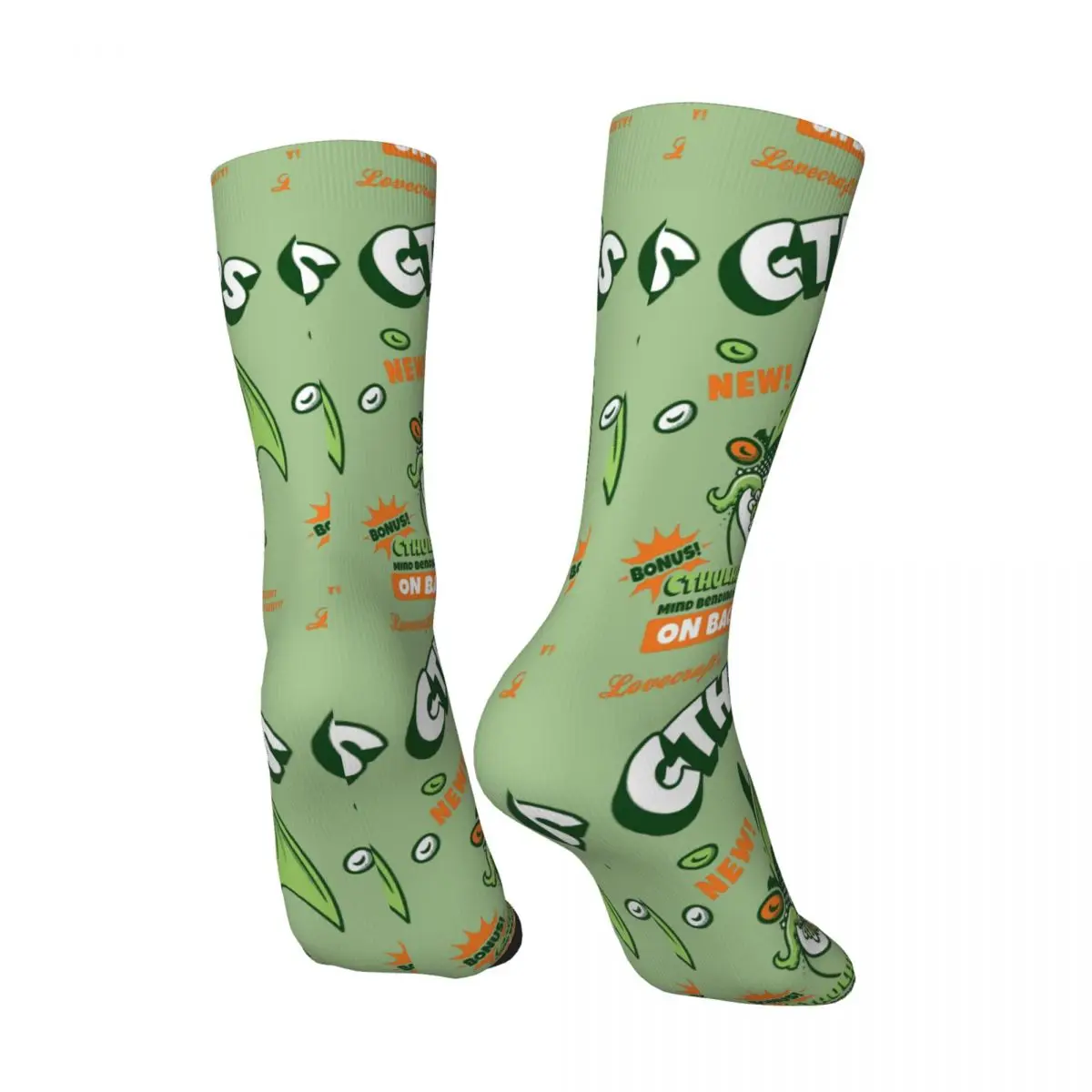 Funny Crazy Compression Sock for Men Cthuloops! All New Flavors! Hip Hop Harajuku Cthulhu Mythos Happy Printed Boys Crew Sock