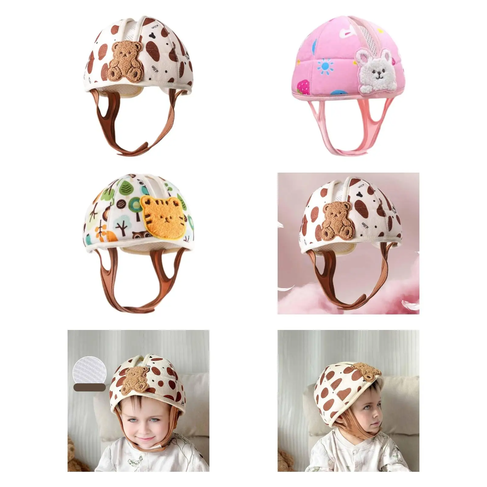

Baby Helmet Sponge Filling with Adjustable Strap Soft Soft Cushion Cap Protection Hat for Kid Learning to Walk for 1 Year Old
