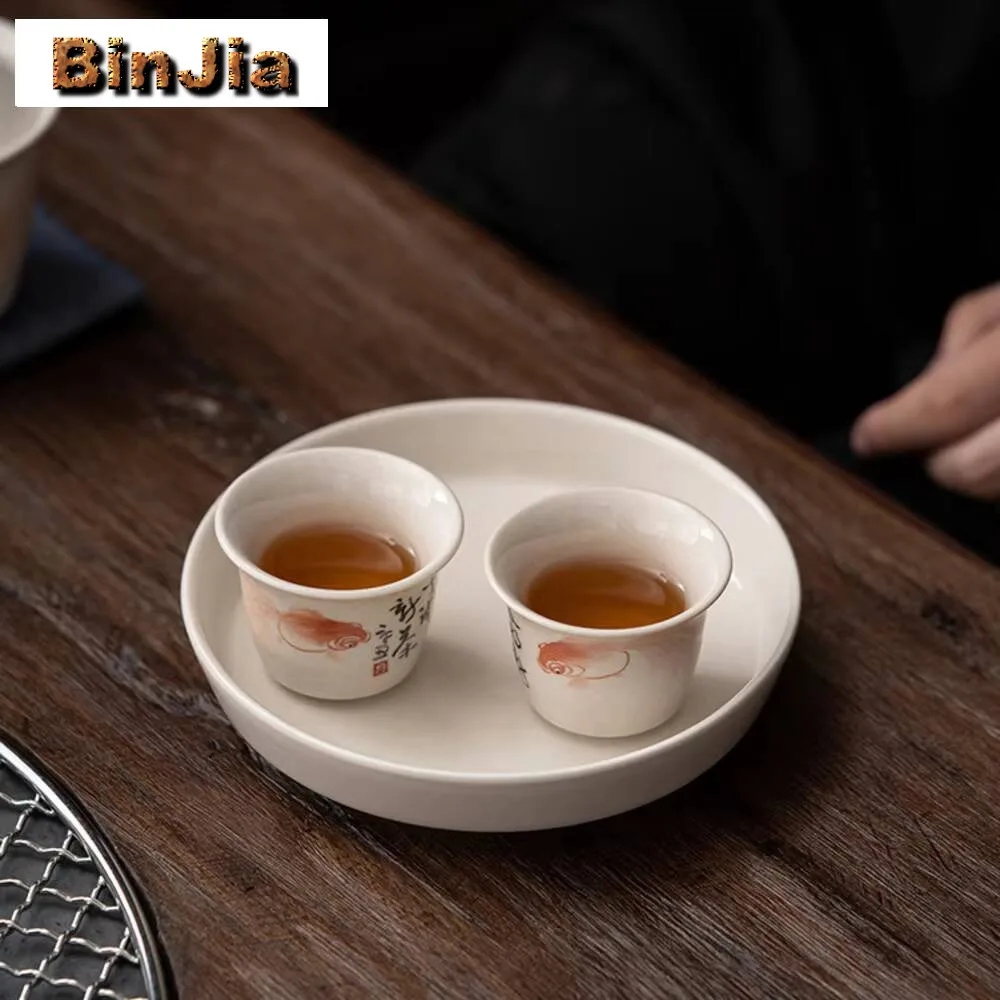 40 مللي رسمت باليد ذهبية أكواب شاي العشب الخشب رمادي المزجج تذوق كوب عطري السيراميك Msater التأمل الكونغ فو Teaset #6