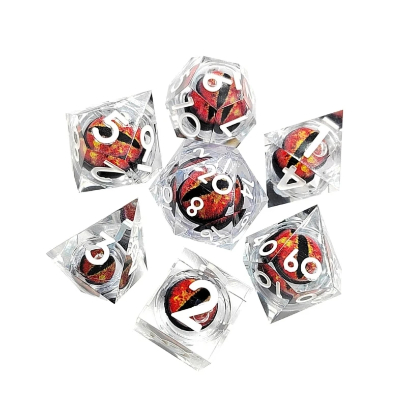 

7PCS Dragon Eyes DiceSet Transparent Polyhedral Dices for DND RPG Role Playing Gaming Dices Set for Tabletop Board Game