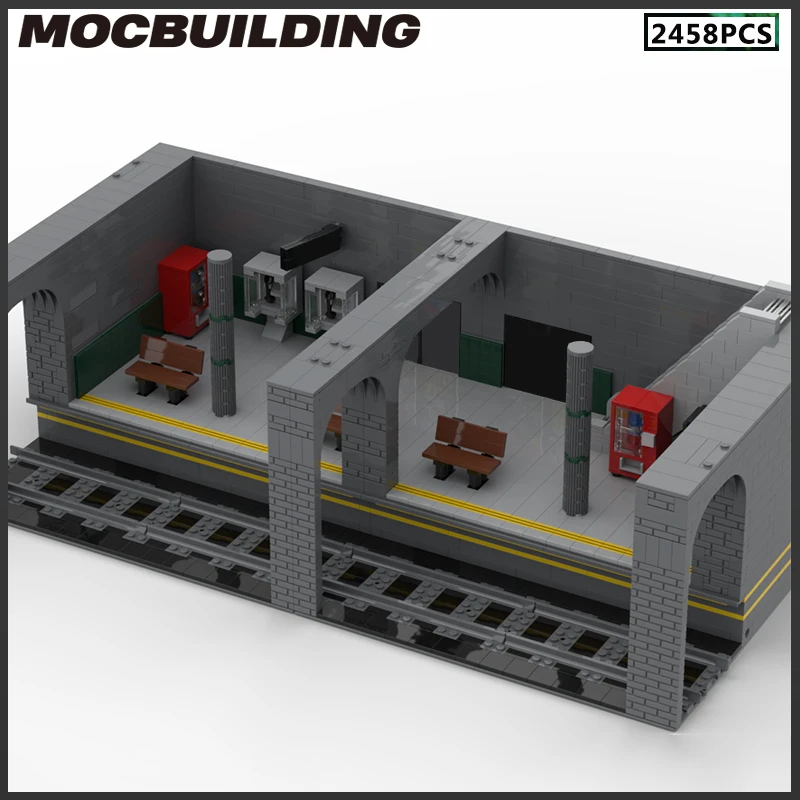 MOC Building Blocks Underground Metro Station Modular Model City Architecture Landscape DIY Bricks Assemble Toy Christmas Gift