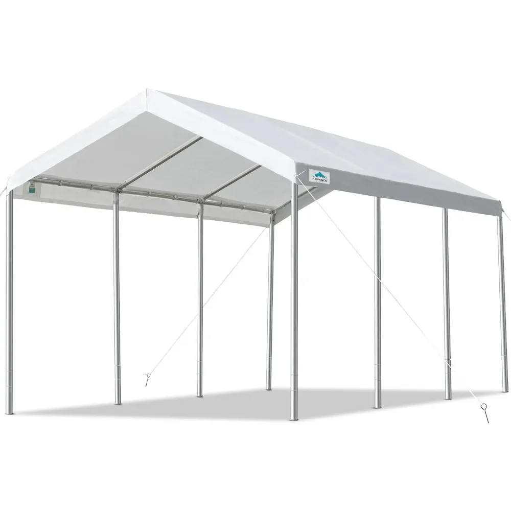 

10x20 ft Adjustable Height Carport Heavy Duty Car Canopy Garage Shelter Boat Wedding Party Tent, No Sidewall, White