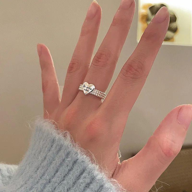 925 Sterling Silver Smiling Lovingly Crafted Niche Design Open Rings For Women Vintage Style Lady Prevent Trendy Wholesale