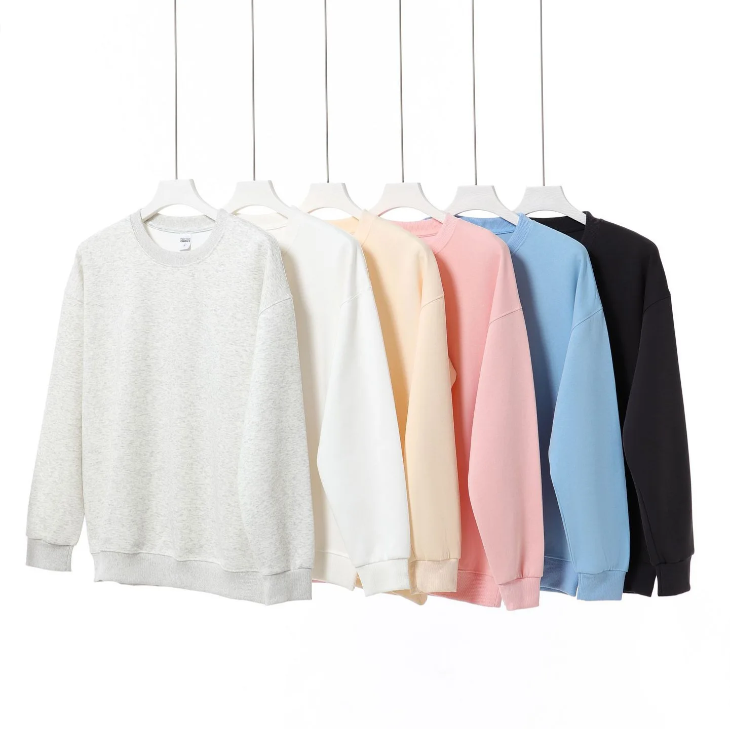 

New Pure Cotton Crew Neck Sweater Basic Loose Solid Color Autumn and Winter Men's and Women's Shirt