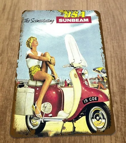 The Scintillating Sunbeam Scooter Moped  Metal Wall Sign