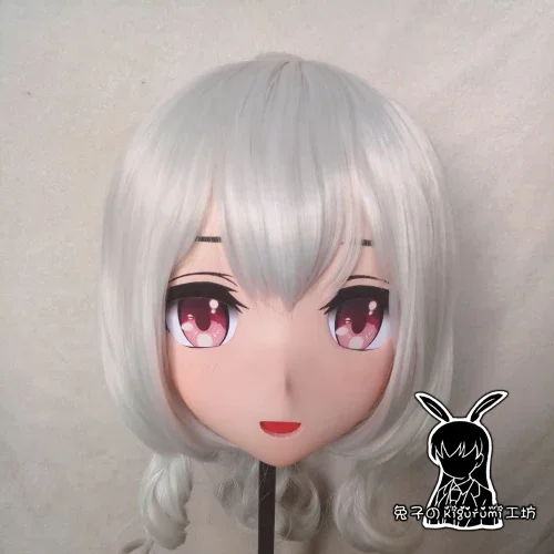 (Coelho 65) cabeça cheia crossdress menina bjd boneca máscara tóquio ghoul cos dos desenhos animados anime realista silicone nana cosplay máscara kigurumi