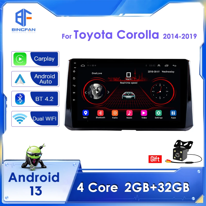 

BIngfan Quad Core 2G Ram Car Player Rear View Video Carplay Android Auto Car Radio for Toyota Corolla 2014 2015 2016 2019