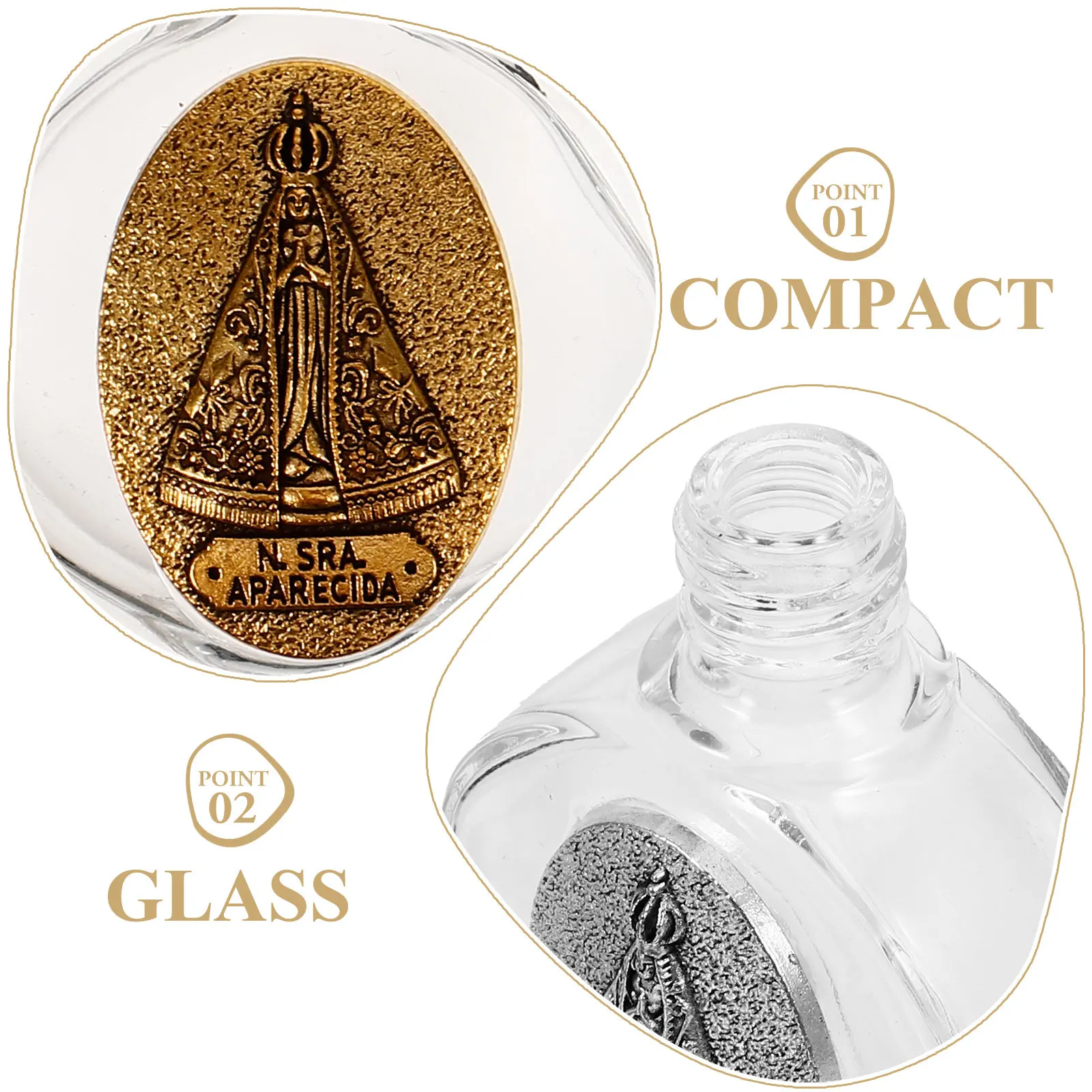2Pcs Refillable Glass Holy Water Bottle Catholic Religious Water Container for Home Church Baptism Decoration Wedding Party - view 3