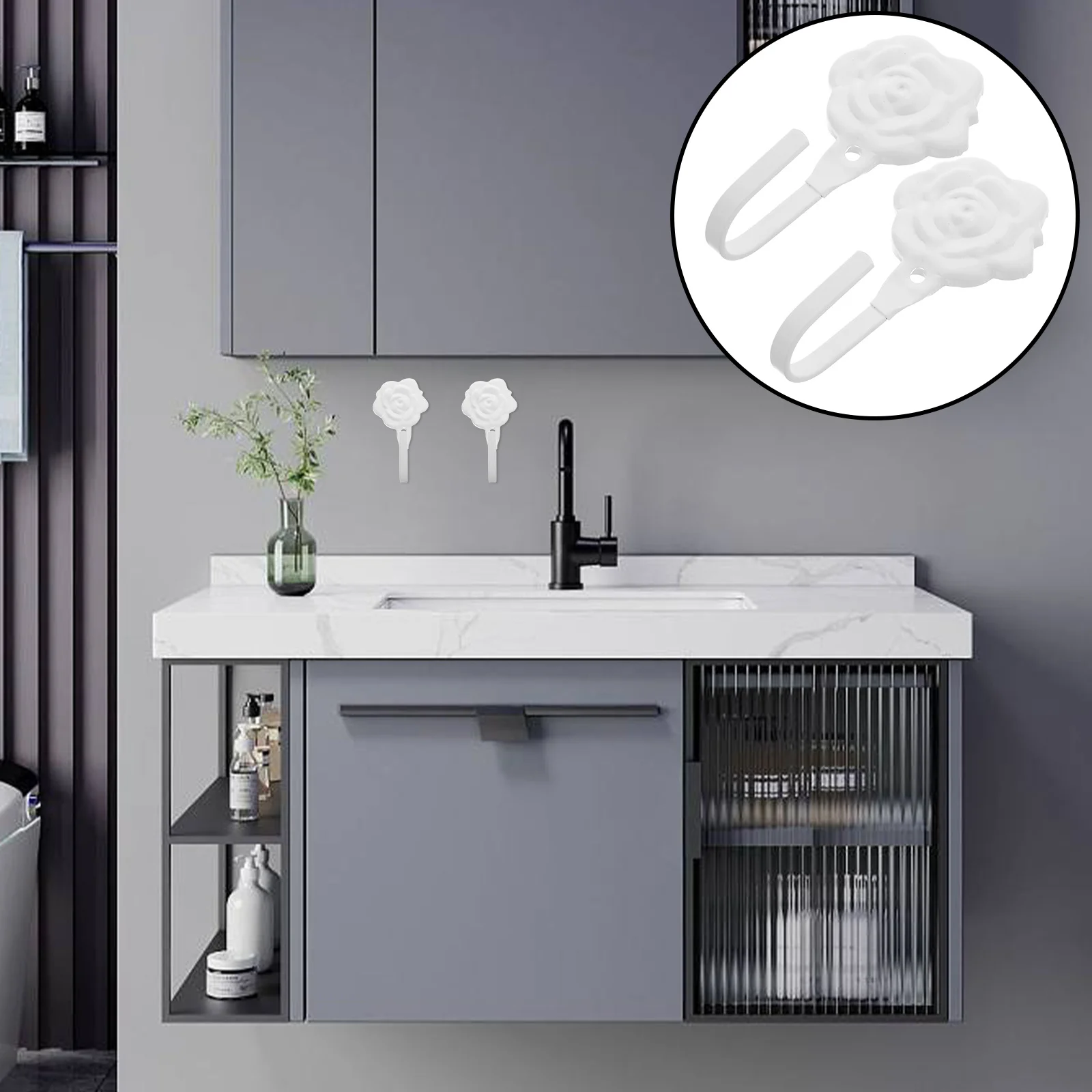 

2Pcs European Style Metal Curtain Hooks Iron Flower Drapery Holdbacks Wall Mounted Hangers for Curtains Hats Scarves