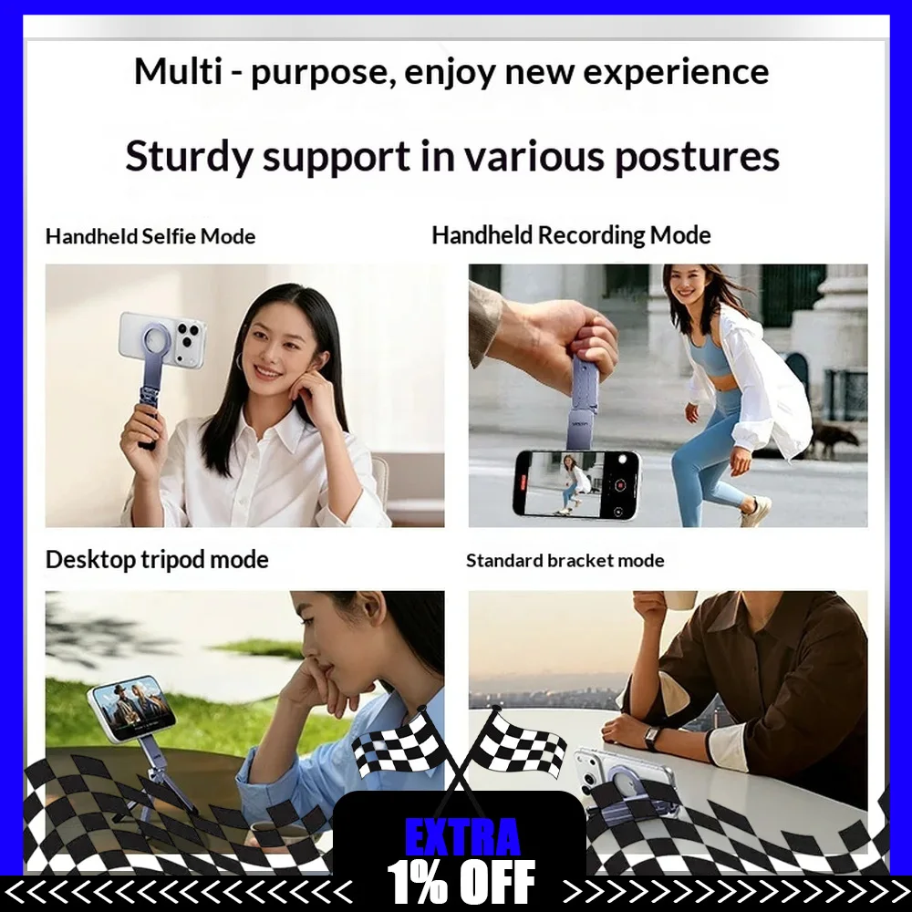 UGREEN LP962 15583 Magnetic Phone Tripod Stand Foldable Desktop Holder with 1/4 Inch Mount