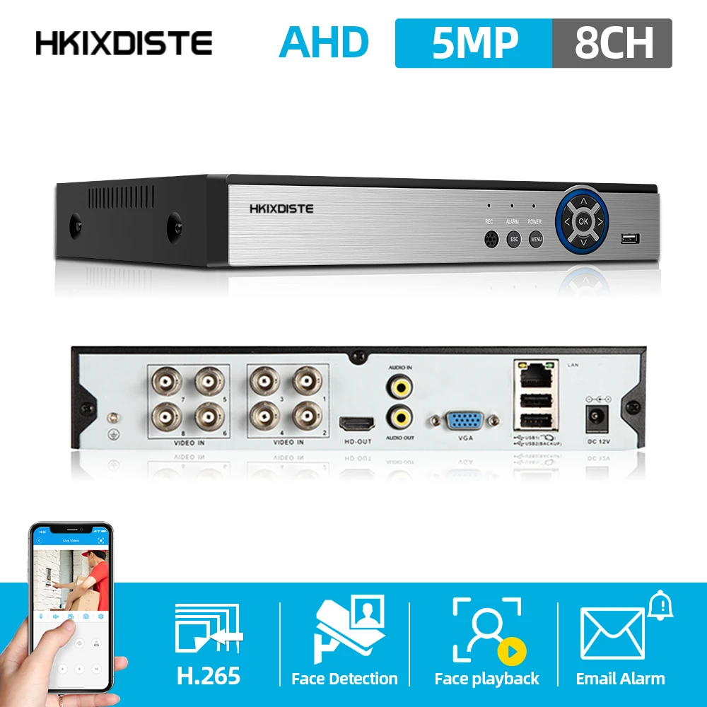 

8 Channel 5MP 6 In 1 Security CCTV AHD DVR Face Detection 8CH Hybrid Video Surveillance Recorder P2P XMEYE H.265 NVR System 4CH