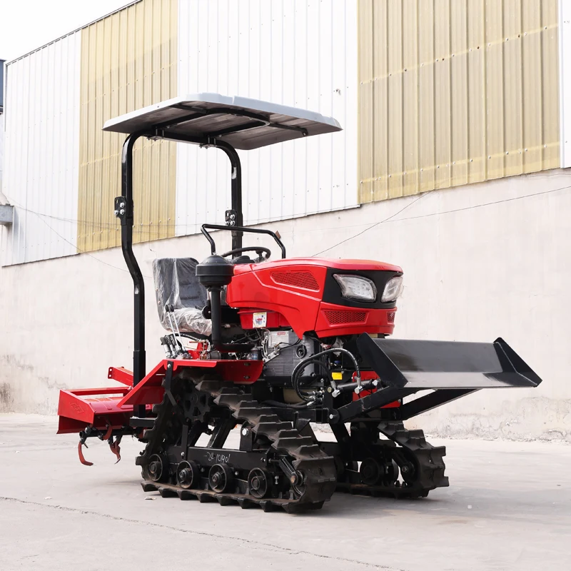 

Customized Rotary Tiller Ride-On Small Rotary Tiller with Canopy Shade, Crawler Agricultural Plowing Machine