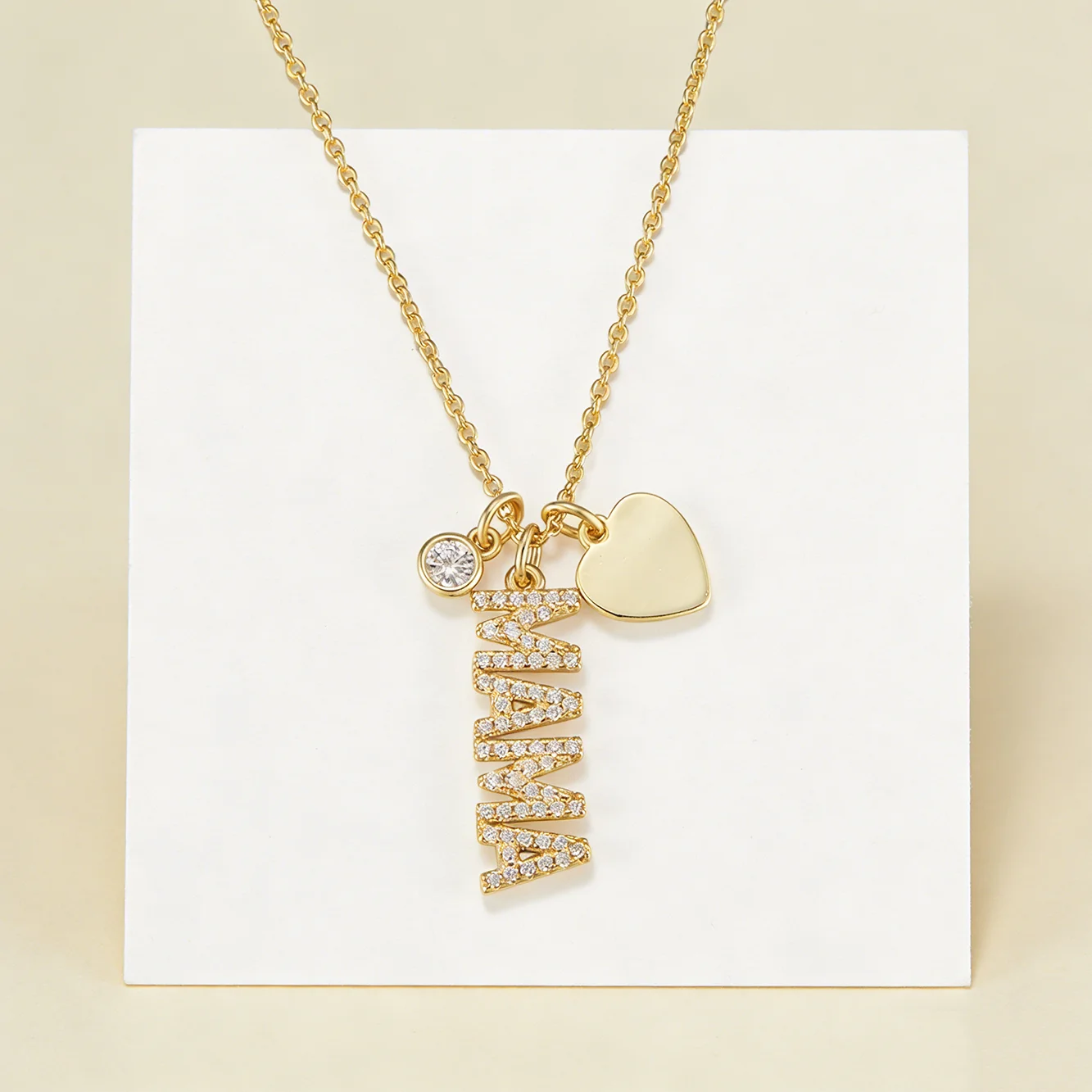 

Ожерелье FULSUN Dainty CZ с подвеской в ​​виде буквы «MAMA» и сердца, серебро 925 пробы, позолота 14 карат, регулируемая застежка-карабин для женщин