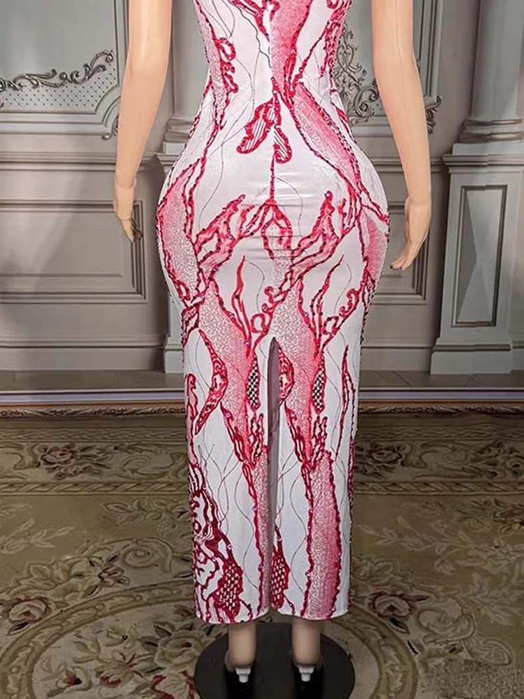 Vestido bloqueado de Color con chaleco elástico dividido, estampado en caliente, alta calidad, nueva ropa personalizada de moda para mujer 2025