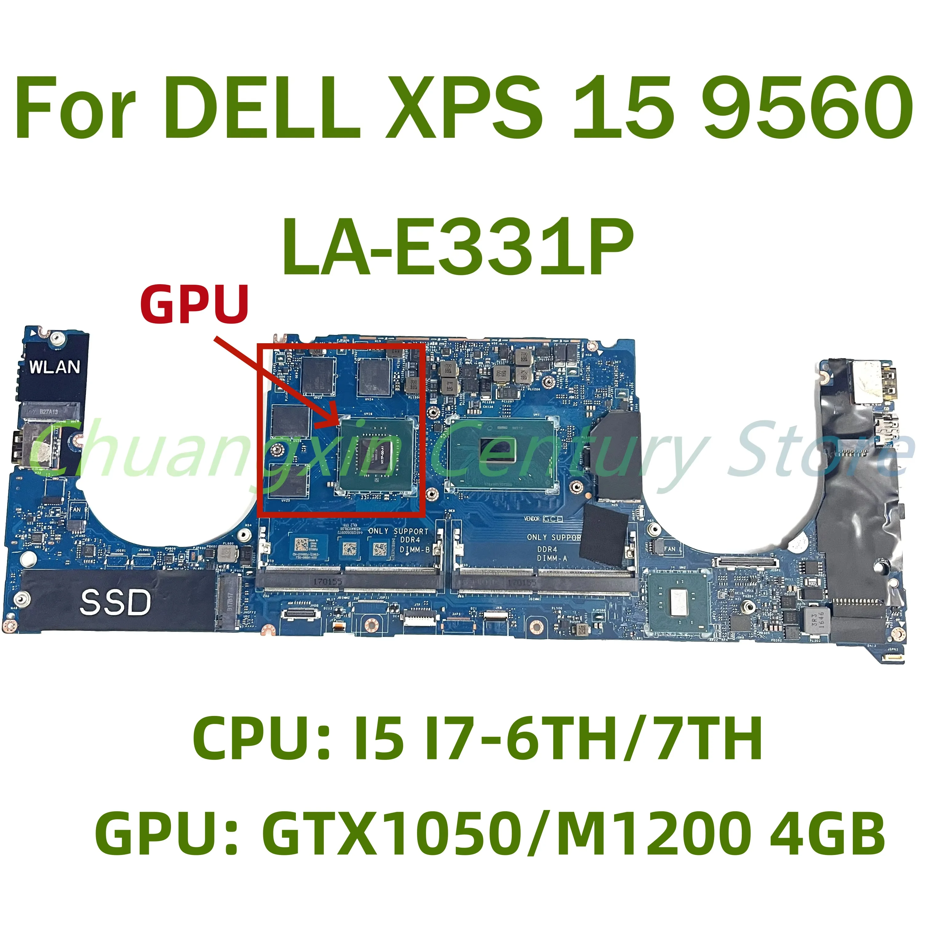 

For DELL XPS 15 9560 Laptop motherboard LA-E331P with CPU I5 I7-6TH/7TH Gen GPU GTX1050/M1200 4GB 100% Tested Fully Work