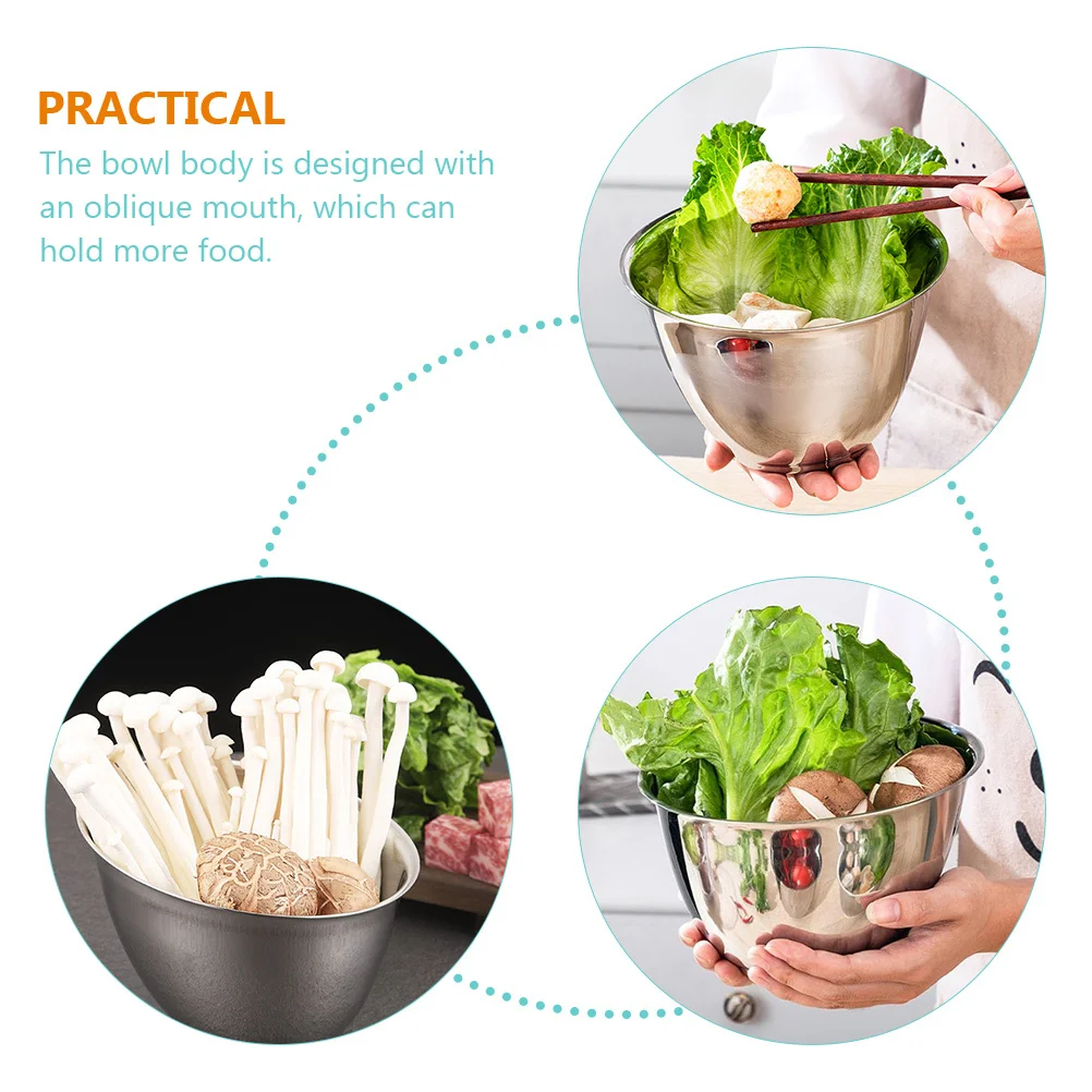 

Stainless Steel Angled Bowl Salad Sauce Serving Multi-Function Modern Kitchen Supply Easy Clean Smooth Surface Home