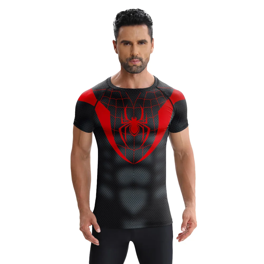 Summer 3D Printing Spider T-Shirt Men Short-Sleeved Clothing Superhero Costumes Fashion Trend Sports Compression Tops Tees