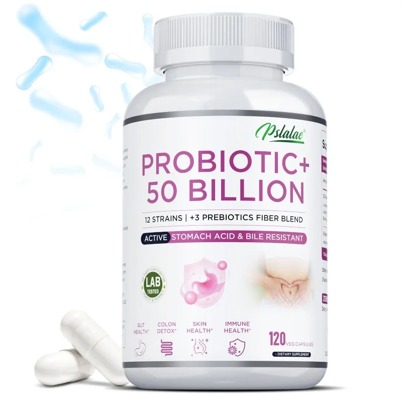 Probiotics 50 Billion - Promote Nutrient Absorption, Supports Gut and Digestion Health, Immunity - 12 Strains + 3 Prebiotics