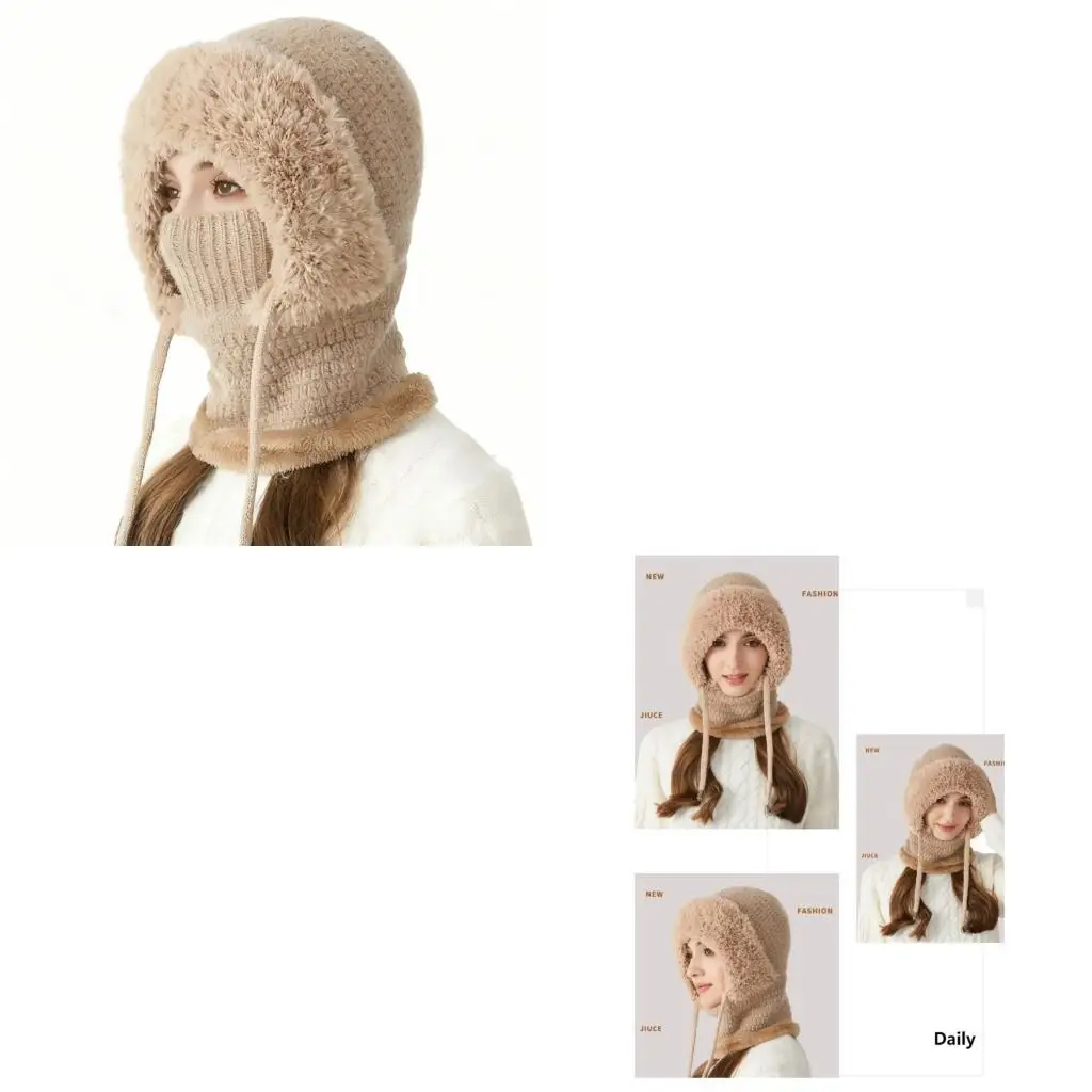 

Многофункциональная вязаная шапка — зимняя ветрозащитная теплая шапка шарф-маска тройной функциональный дизайн