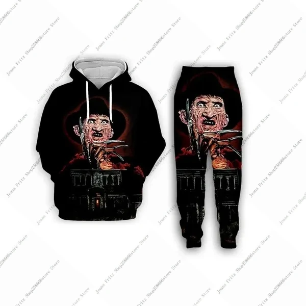 Horror Movie Chucky 3D Printed Hoodie Suit Men Sweatshirts+pants Harajuku Casual Fashion Two Piece Tracksuit Set Kids Clothing