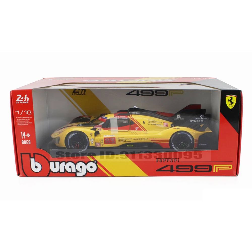 Bburago 1:18 فيراري 499P LMH 2024 نموذج سيارة بوي لعبة كبيرة ثابتة يموت يلقي المركبات تحصيل نموذج سيارات لعب