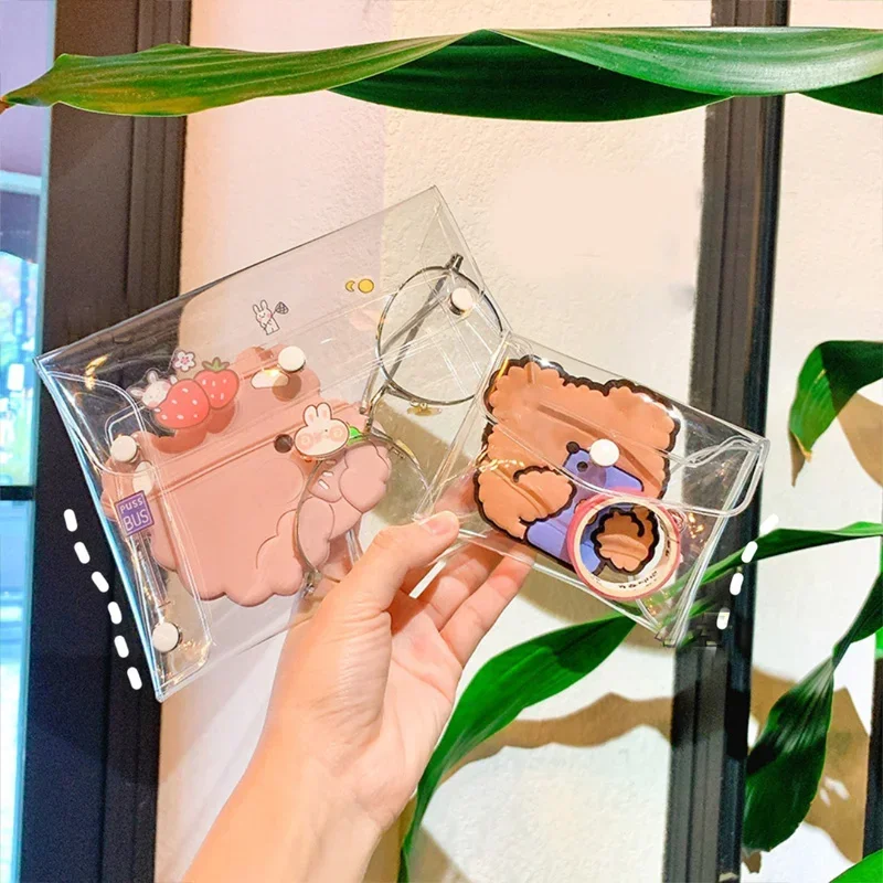 Cute PVC Storage Small Large Clear Brush Mini Organizer Korean Ins Transparent Cosmetic Bag Travel Makeup Bag Cosmetic Pouch